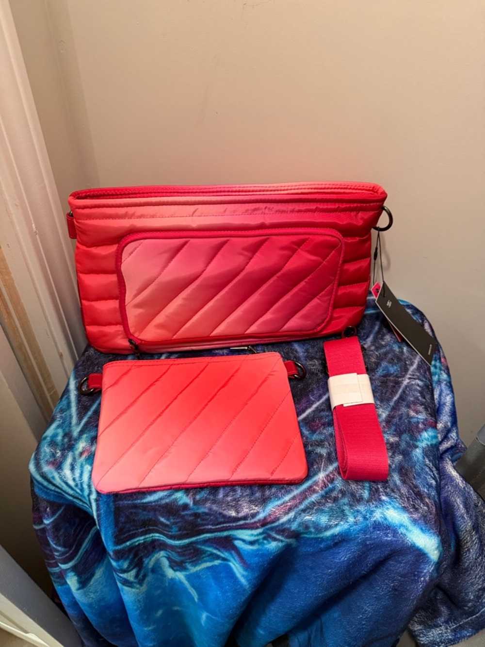Think Royln Quilted Crossbody Bag in Bright Pink-Red